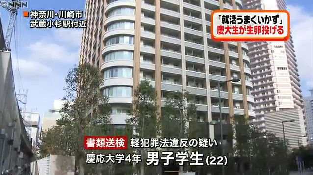 悲報 就活ストレスでマンションから卵を30個投げた慶大生が書類送検 オレ的ゲーム速報 刃 悲報 就活ストレスでマンションから卵を30個投げた慶大生が書類送検 オレ的ゲーム速報 刃