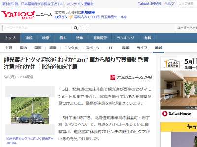 北海道 ヒグマ 観光客 記念撮影に関連した画像-02