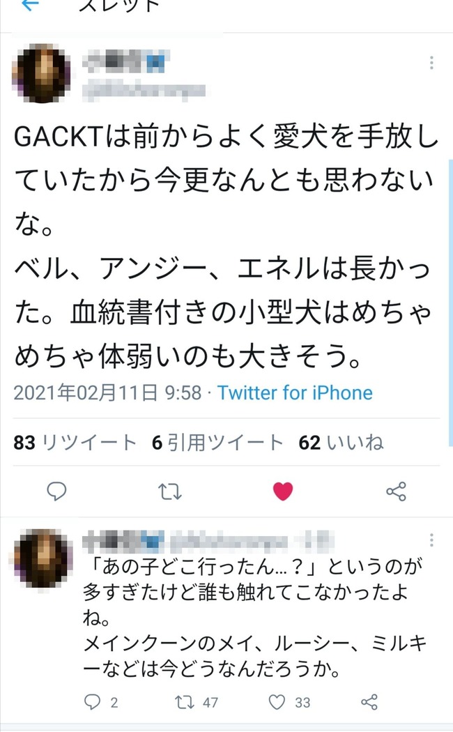 GACKT 犬 譲渡 炎上に関連した画像-04