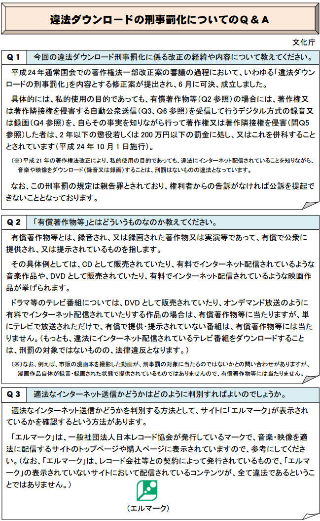 違法dl刑事罰化 Youtubeやニコニコ動画の視聴はok 文化庁が正式に回答 オレ的ゲーム速報 刃