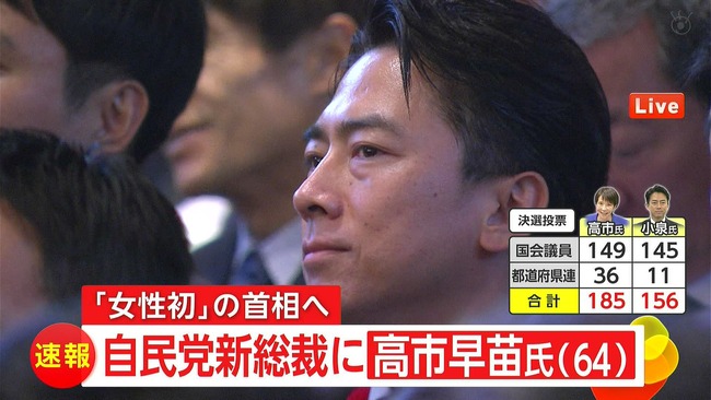 自民党 総裁選 選挙 首相 総理大臣 決選投票 小泉進次郎 高市早苗 テレビ局 お通夜に関連した画像-07