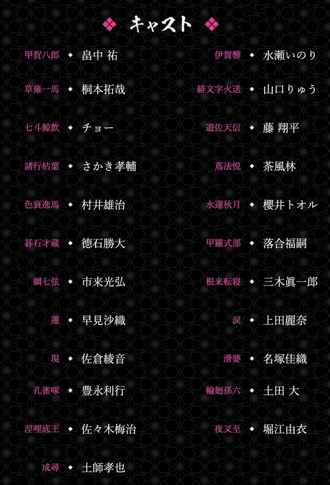 Tvアニメ バジリスク 桜花忍法帖 第一弾pv公開 追加キャストに落合福嗣さん 早見沙織さん他 オレ的ゲーム速報 刃 Tvアニメ バジリスク 桜花忍法帖 第一弾pv公開 追加キャストに落合福嗣さん 早見沙織さん他 オレ的ゲーム速報 刃