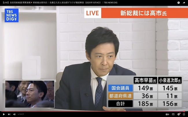 自民党 総裁選 選挙 首相 総理大臣 決選投票 小泉進次郎 高市早苗 テレビ局 お通夜に関連した画像-03