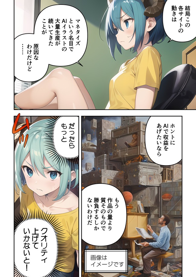 AI絵師 漫画家 商業 デビュー FANZA 一水社 オタクに優しくないギャルにはボクだって優しくしないに関連した画像-09