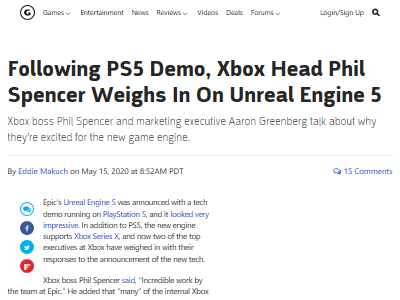 アンリアルエンジン5 XbosSX PS5　マイクロソフト　ソニーに関連した画像-02