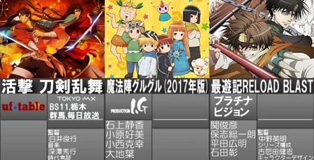 2017年夏アニメ一覧画像が最新版に更新 魔法陣グルグル フェイト