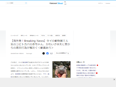 ムーデン カバ 豚肉団子 タイ 悪質行為 動物園 コビトカバに関連した画像-02