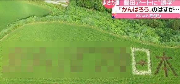 棚田アート　田んぼ　誤字　がんばろう　高知県　本山町に関連した画像-01