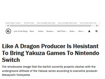Images related to Yakuza Nintendo Switch Masayoshi Yokoyama Producer-02