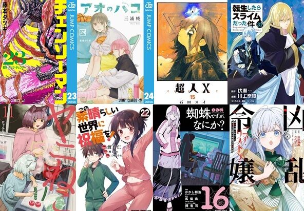 チェンソーマン　アオのハコ　超人X　転生したらスライムだった件　ヤニねこ　パリピ孔明　魔入りました！入間くん　この素晴らしい世界に祝福を！　蜘蛛ですが、なにか？　凶乱令嬢ニア・リストンに関連した画像-01