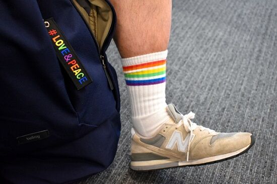 レインボーカラー　虹色　LGBT　ブルーリボンバッジ　裁判　同性婚　多様性　政治　思想　司法　傍聴人　靴下　に関連した画像-01