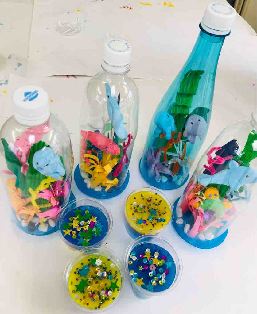 海の絵 海の工作 スライム作り 土曜日３年生クラス 子どもあとりえプランタン