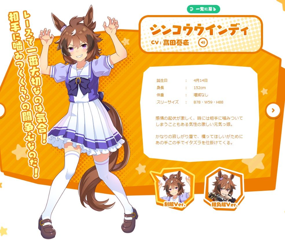 ウマ娘 イタズラ好きな シンコウウインディ ちゃんのキャラ紹介 ウマ娘速報