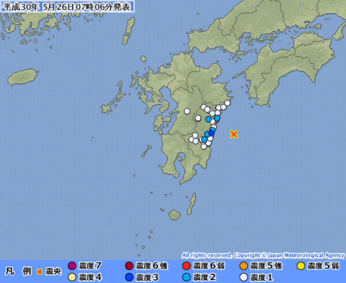 「日向灘」でM4.2の地震発生 宮崎県で最大震度3 深さ約20km