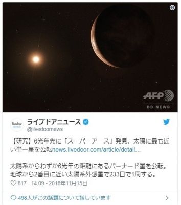 【スーパーアース】地球から約6光年離れた「バーナード星」に惑星が存在…地表に「水」が凍結している可能性