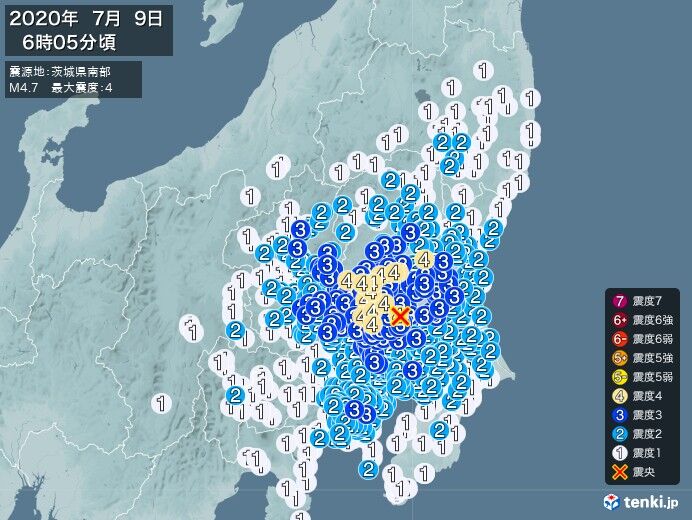 茨城県南部　Ｍ４．７　広域