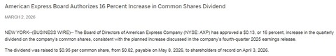 AXP dividend increase 2026