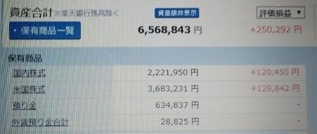 資産額画面（2018年11月）