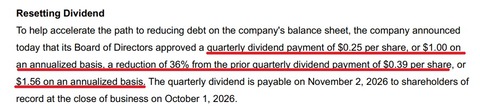 reset dividend