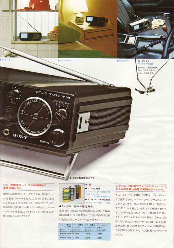 ☆ソニー マイクロテレビなど白黒テレビカタログ1977年 : 純喫茶