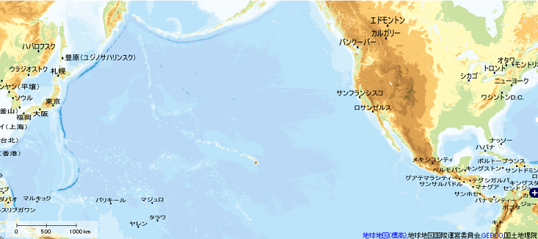 真珠湾と時差 地図の散歩道