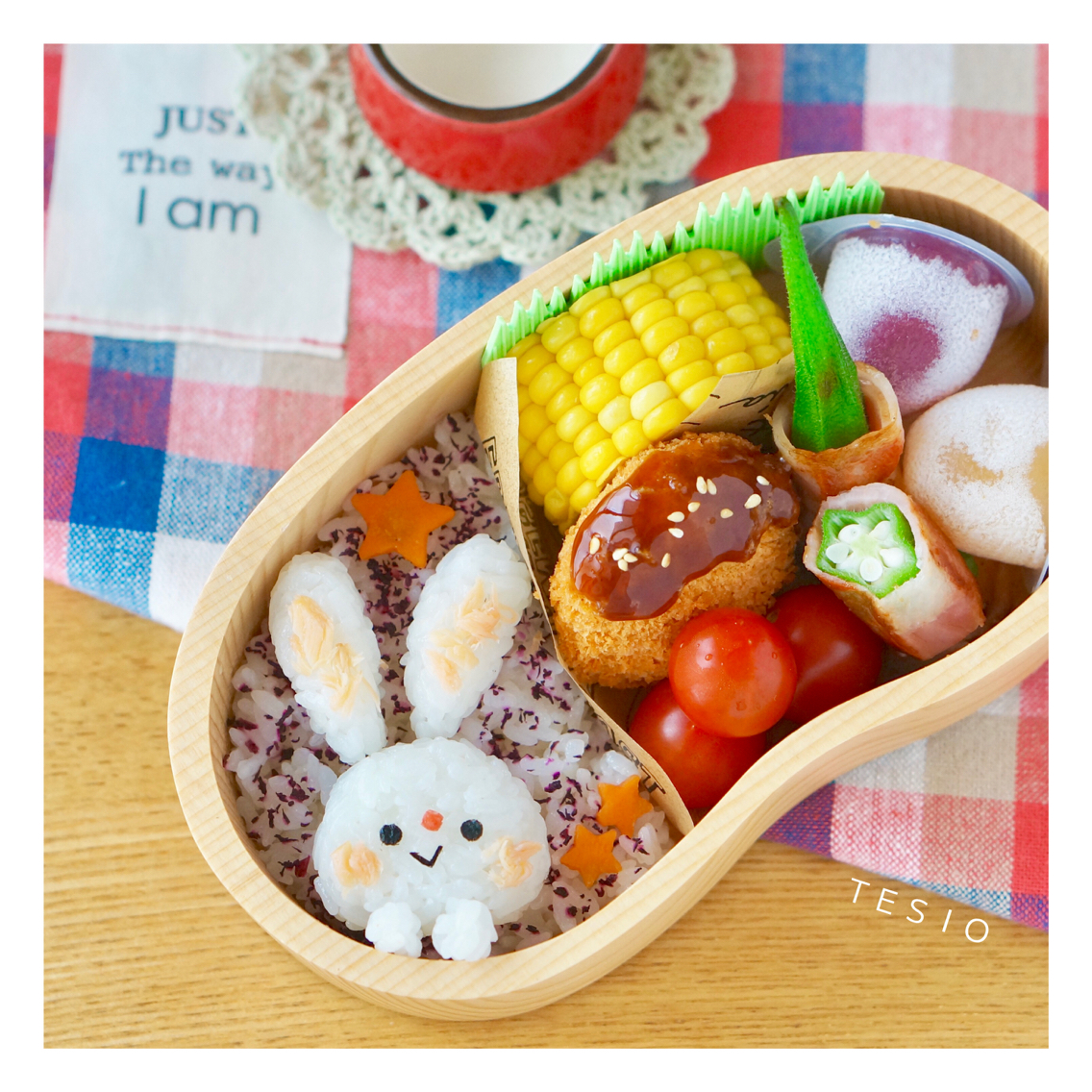 詰めやすい ゆかりと鮭のうさぎごはん弁当 かわいいおべんとう