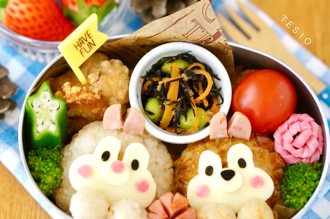 ツムツム風 チップ デールおにぎり弁当 かわいいおべんとう