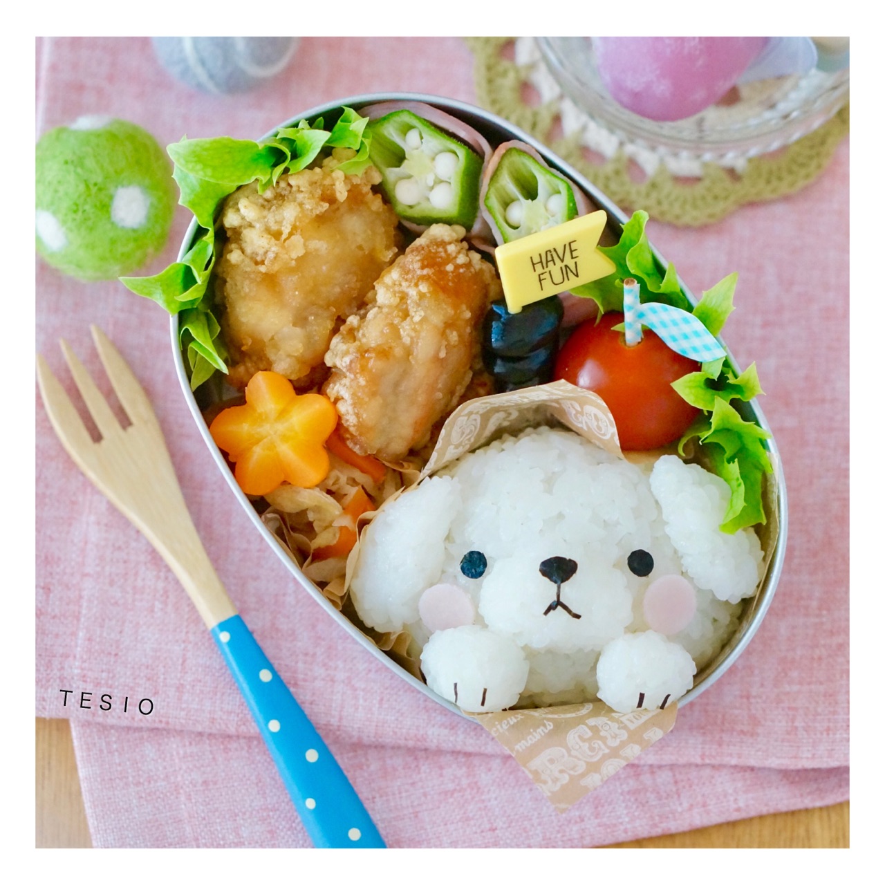 春節 白いわんこおにぎり弁当 かわいいおべんとう