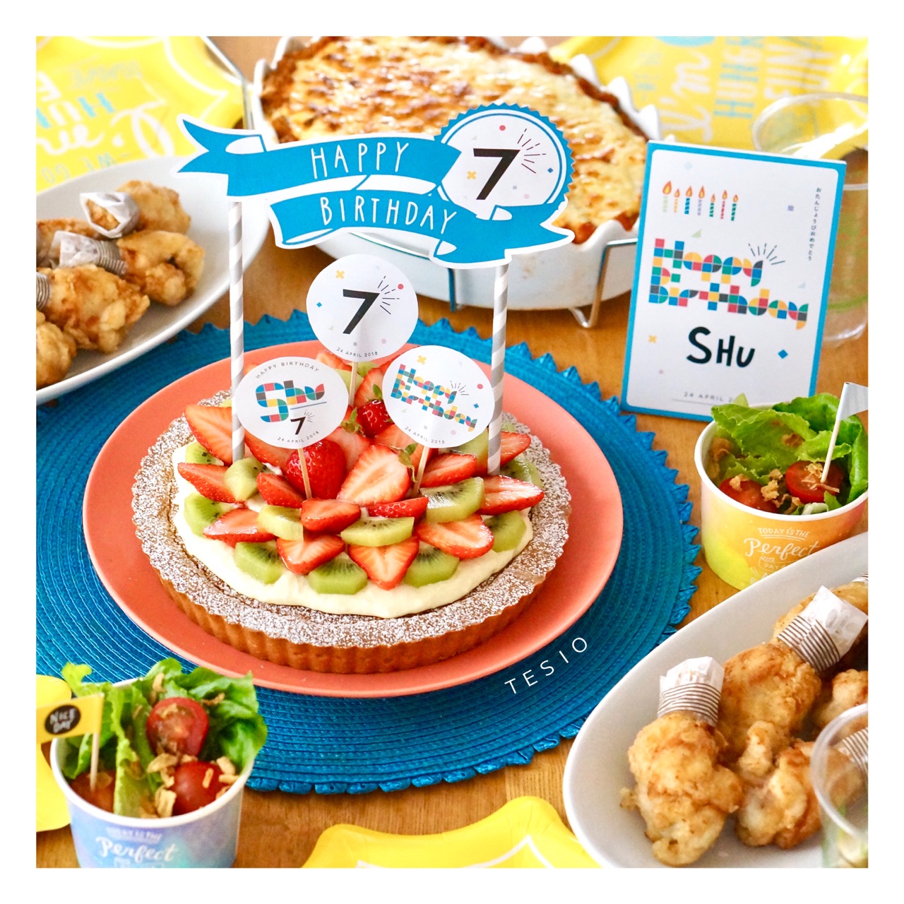 次男７歳の誕生日パーティー かわいいおべんとう