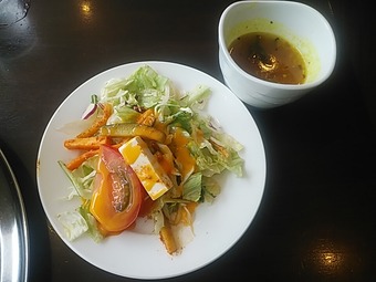 銀座インド料理カーンケバブビリヤニ ランチ サラダ スープ ラッサム