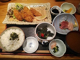 八丈島 ゆうき丸 銀座本店 ランチ ゆうき丸御膳 牡蠣フライ