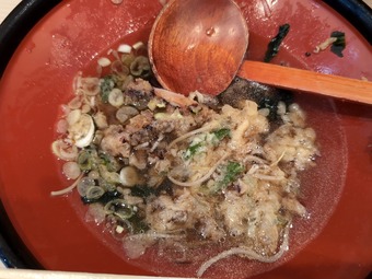 そば湯 仙台立ち食いそば そばの神田 冷やしゲソかき揚げ蕎麦