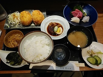 銀座旬菜青山 ランチ カニクリームコロッケ御膳