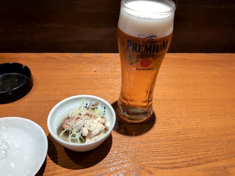 お通し ビール 門前仲町 居酒屋ずもな 喫煙可能