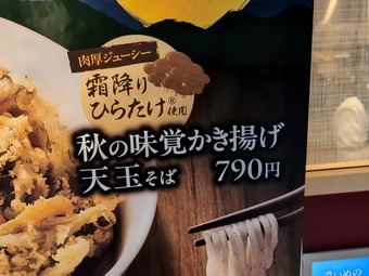 ヒラタケ秋の味覚かき揚げ天玉そば