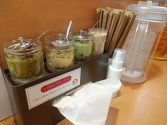新橋ランチ 真鯛らーめん 麺魚 めんぎょ 新橋店 卓上 薬味