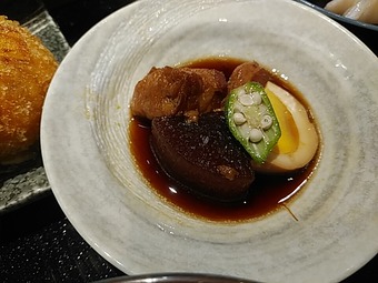 銀座旬菜青山 ランチ カニクリームコロッケ御膳 豚角煮