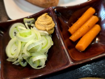 からし 山ごぼう都営新宿線 大島 そば酒坊 へぎそば