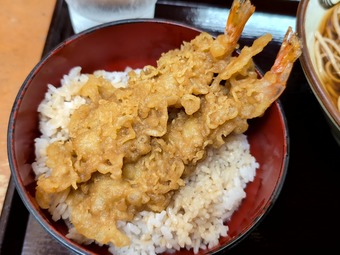 海老天丼セット そば処 亀島 かめしま 茅場町 立ち食いそば