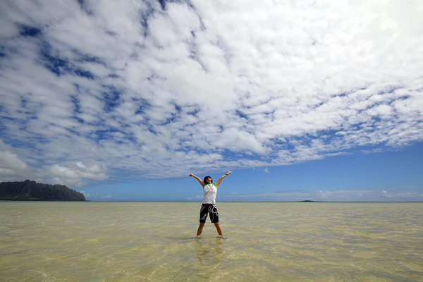 天国の海カネオヘサンドバー10年の水位 2011