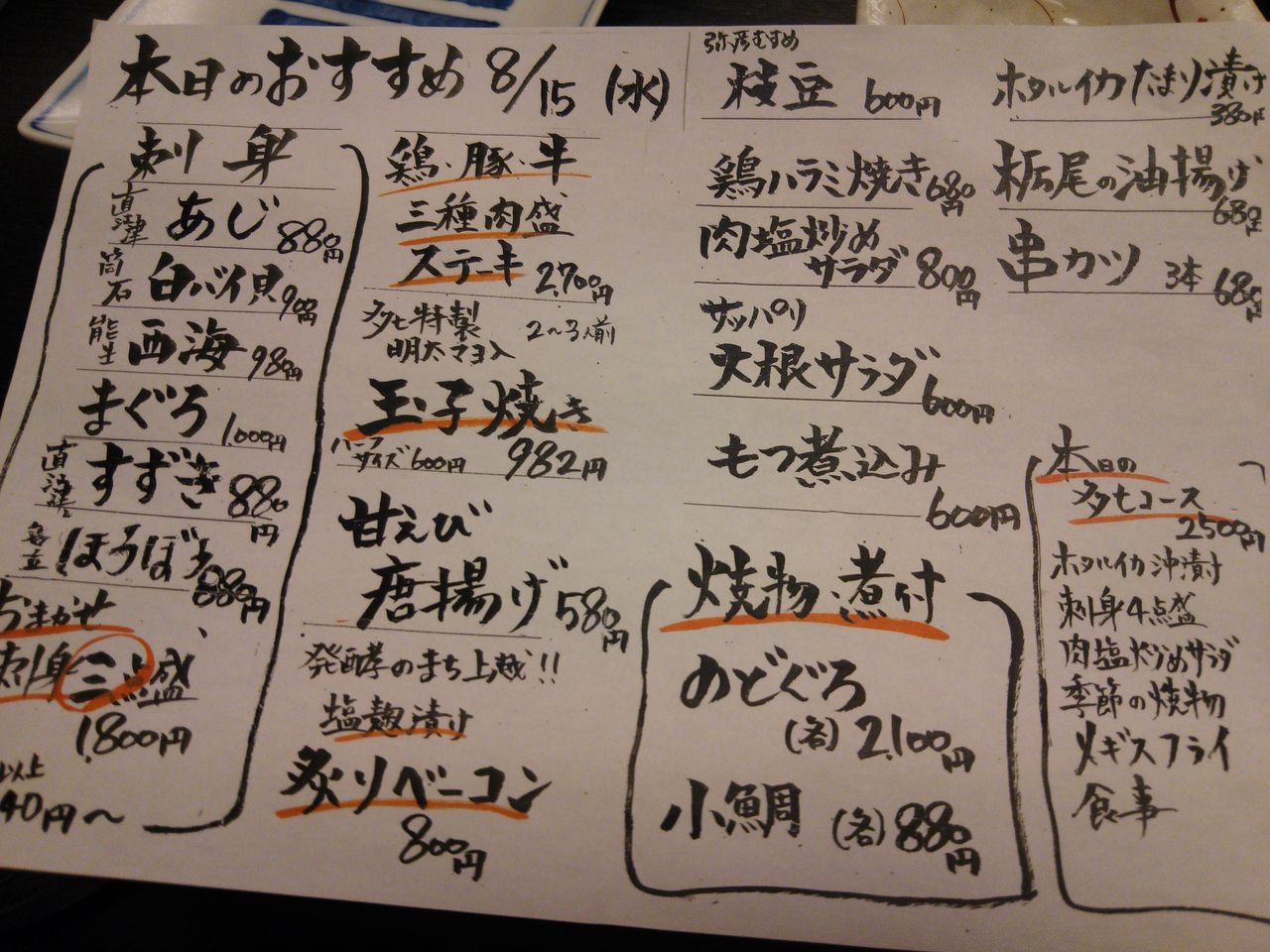 上越居酒屋 直江津駅前 お食事処 多七 で刺身 地酒 上越飲み食い日記