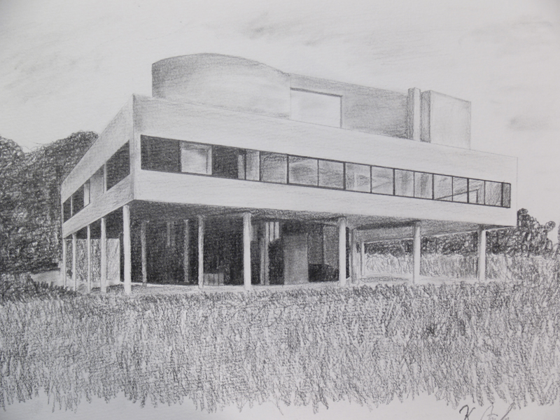 france vintage 邸宅のデッサン