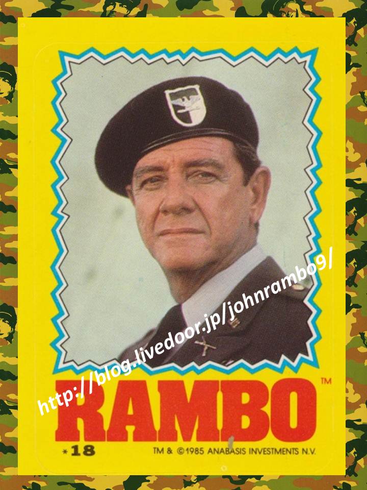 1914 ランボー 怒りの脱出 ステッカーカードno 18 サミュエル トラウトマン大佐 Sylvester Stallone S Memorabilia Blog シルベスター スタローンのメモラビリアブログ 1914 ランボー 怒りの脱出 ステッカーカードno 18 サミュエル トラウトマン大佐 Sylvester Stallone S Memorabilia Blog シルベスター スタローンのメモラビリアブログ