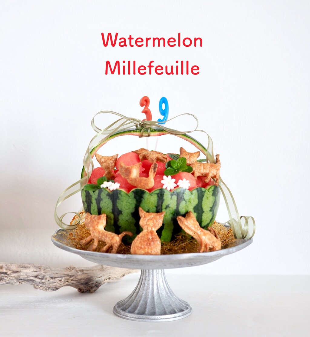 7ニャンズ勢揃いのスイカのミルフィーユ だんなさま39歳のお誕生日 おうちごはんとおかしとねこ Powered By ライブドアブログ