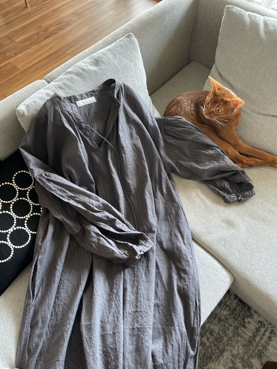 紐付きの服、ヤンチャな猫がいると秒でこうなる( ꒪⌓꒪) : おうち 