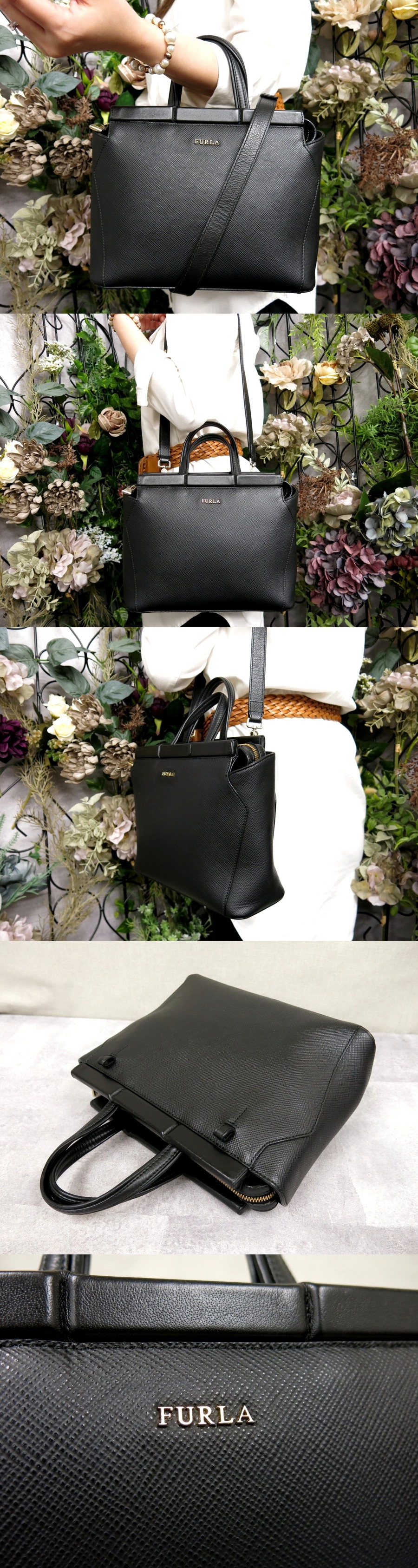 ○超美品○FURLA フルラ○タリア○ロゴ金具○カーフ レザー 本革