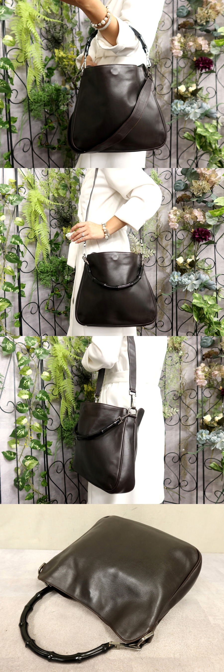 ○超美品○GUCCI グッチ○バンブー○カーフ レザー 本革○ハンド