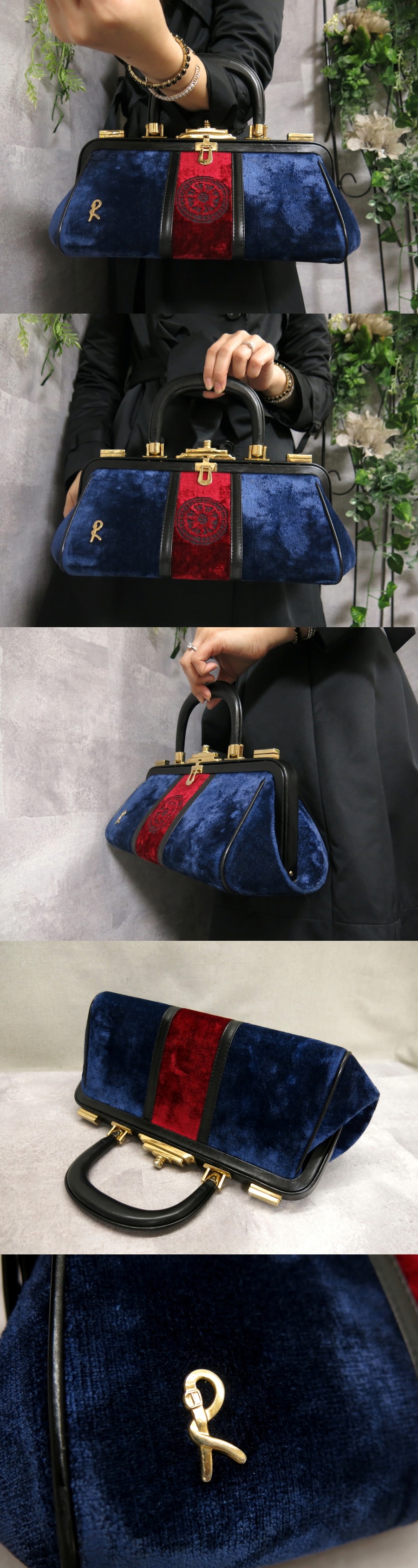 未使用 タグ付 イタリア製 ロベルタ ディ カメリーノ ベルベット バッグ ヴィンテージ ロベルタ ディ カメリーノ バッグ、ベルベット生地