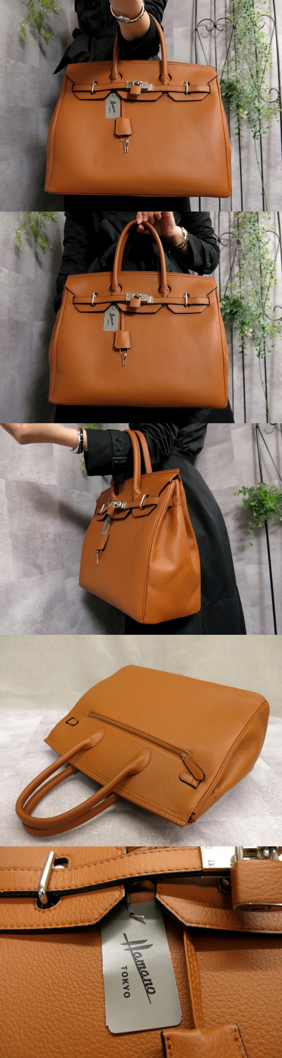 【未使用級】HAMANO 濱野皮革工藝 カーフレザー ボルドー ハンドバッグ ○未使用○濱野皮革工藝【HAMANO】 ハマノ○カーフ レザー 本革