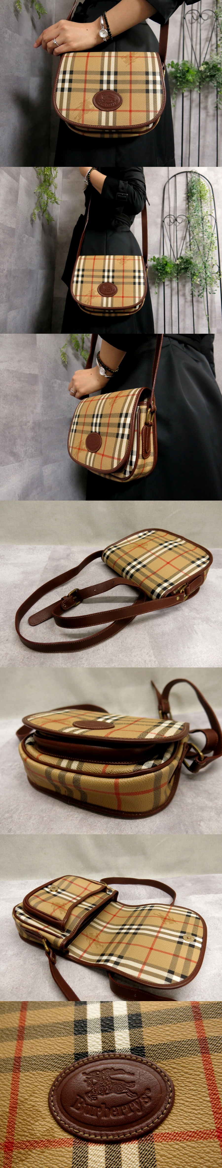 ○超美品○新品同様○BURBERRY バーバリー○ノバチェック○PVC カーフ